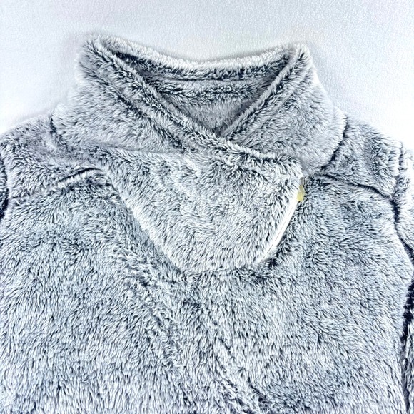 St. Johns Bay Fleece Pullover Quarter Zip Womens Sz L Faux Fur Gray Soft Cozy - Picture 2 of 11